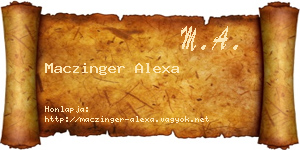 Maczinger Alexa névjegykártya